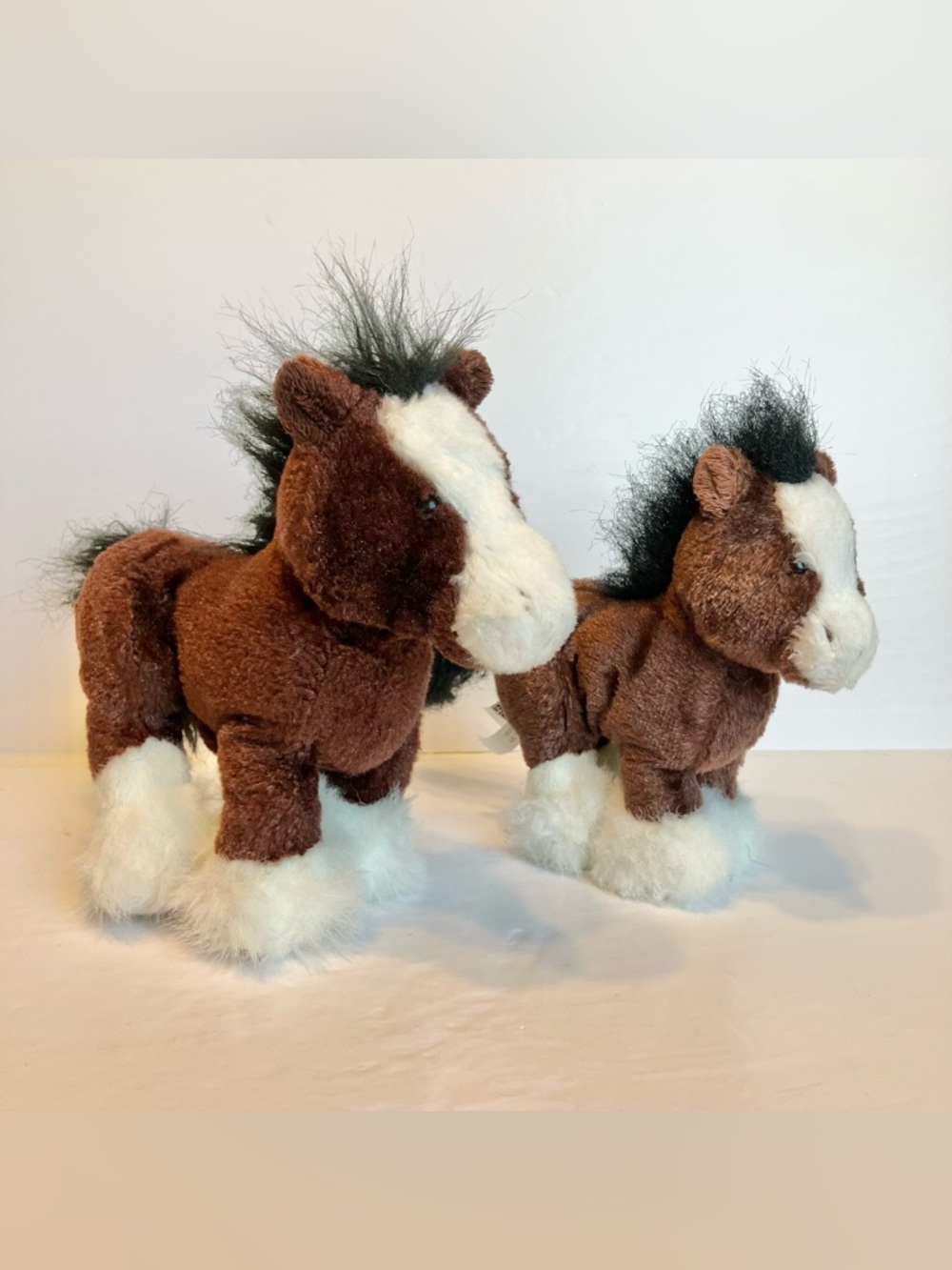 Ganz Webkinz Clydesdale Horse & Lil Kinz Clydesdale Pony HS139 + HM139 Plush Set